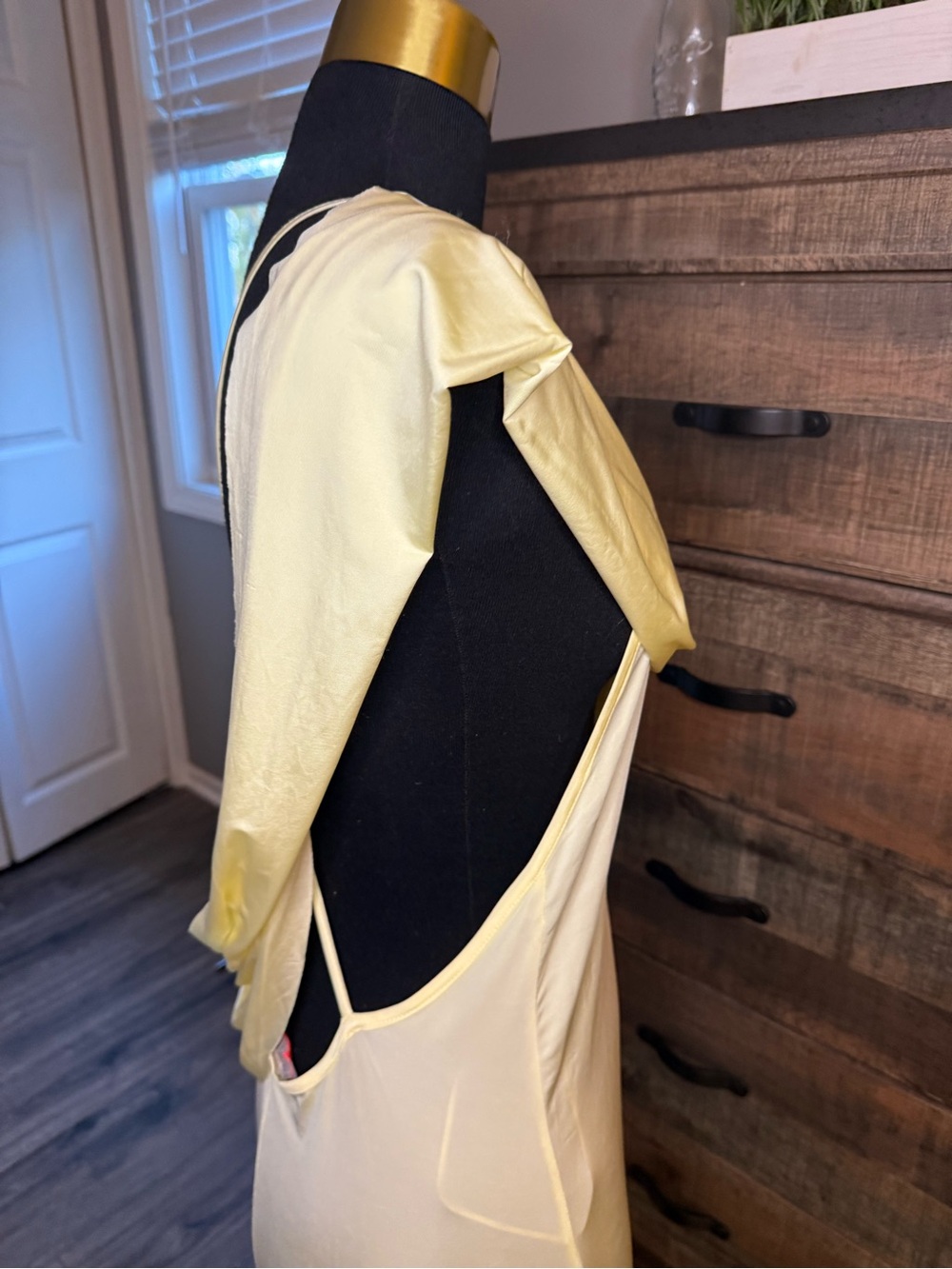 Free People Yellow Maxi Dress Size L NWT Open Back Ruched Flawed Read - Picture 5 of 16